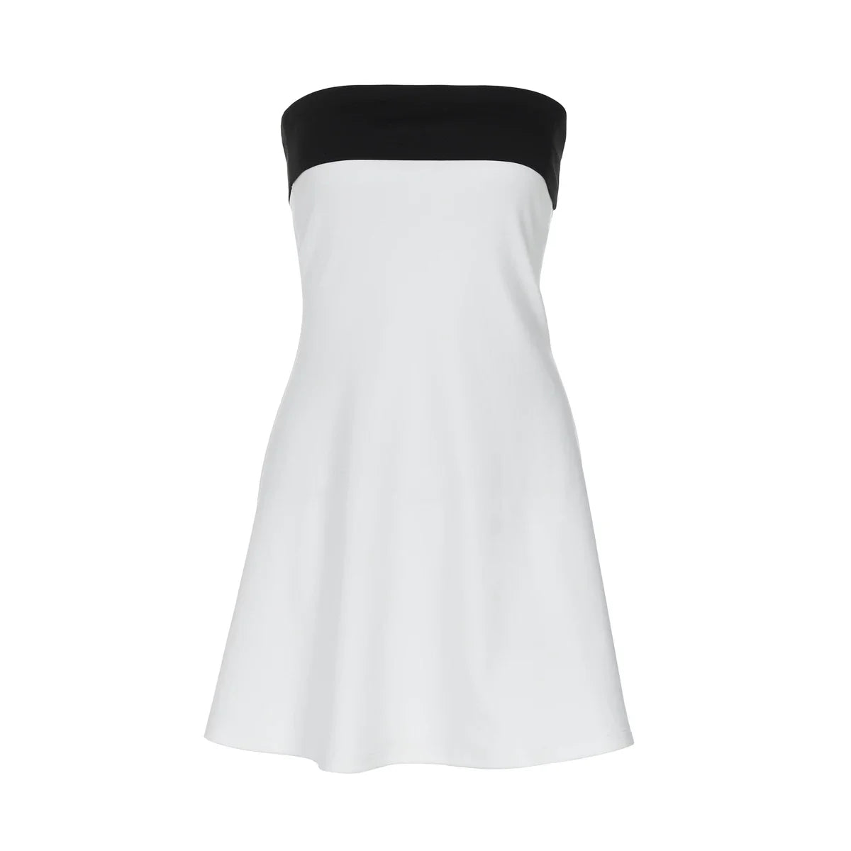 Xmsli | Elegant Black and White Color-Blocked Tube Mini Dress for Women - Perfect for Summer Events