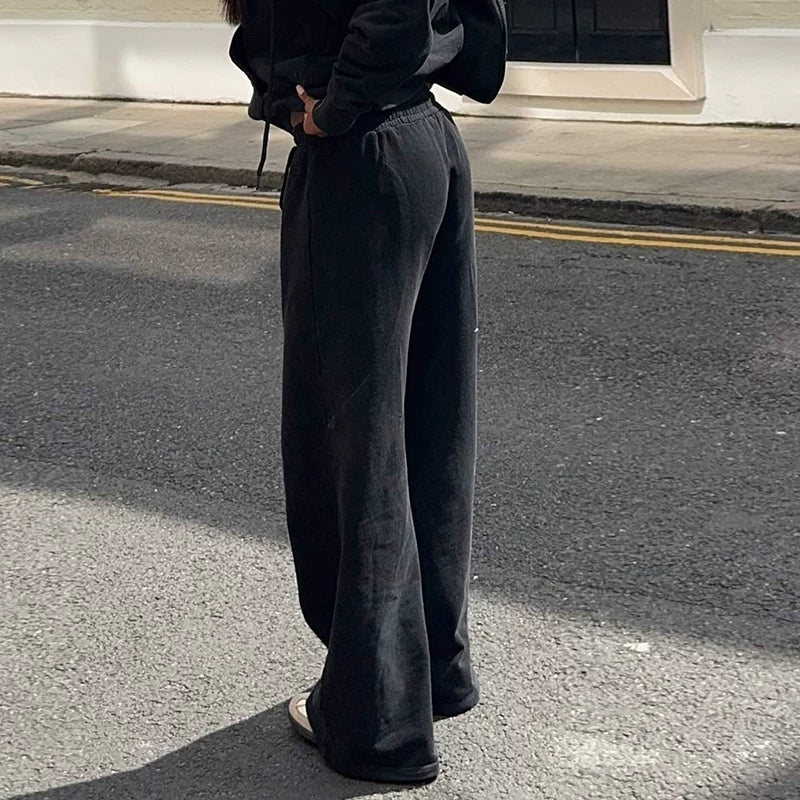 Xmsli | Women’s High Waist Elastic Drawstring Straight Leg Casual Pants for Daily Wear