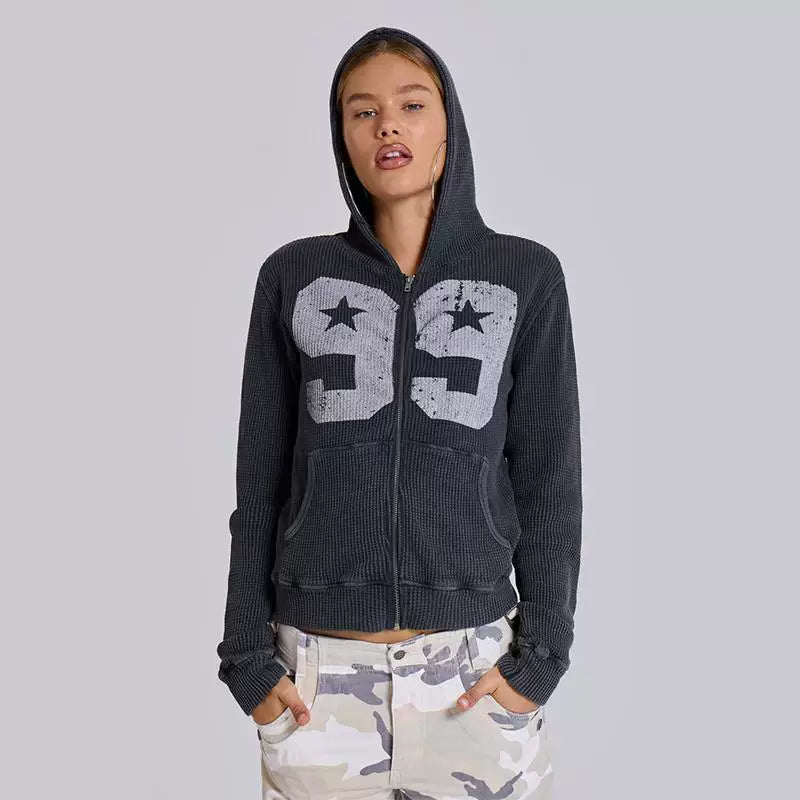 Xmsli | Unisex Hooded Waffle Cardigan - Spring & Summer New Top Jacket for Men and Women