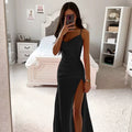 Xmsli | Bandeau Satin Slit midi Dress for Women, Sexy Hip Covering Bodycon Gown