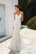 Xmsli | Simple Tube Top Fishtail Wedding Dress, Slimming Princess Bridal Gown with French Lace and Forest Fairy Style