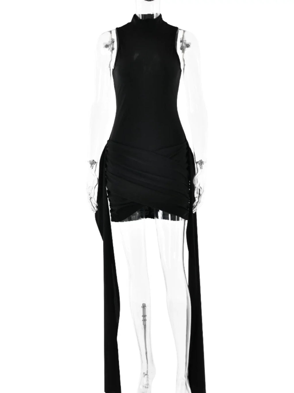 Xmsli | Pleated Ribbon Bodycon mini Dress for Women, Sexy Slim Fit Hip-Hugging Party Wear