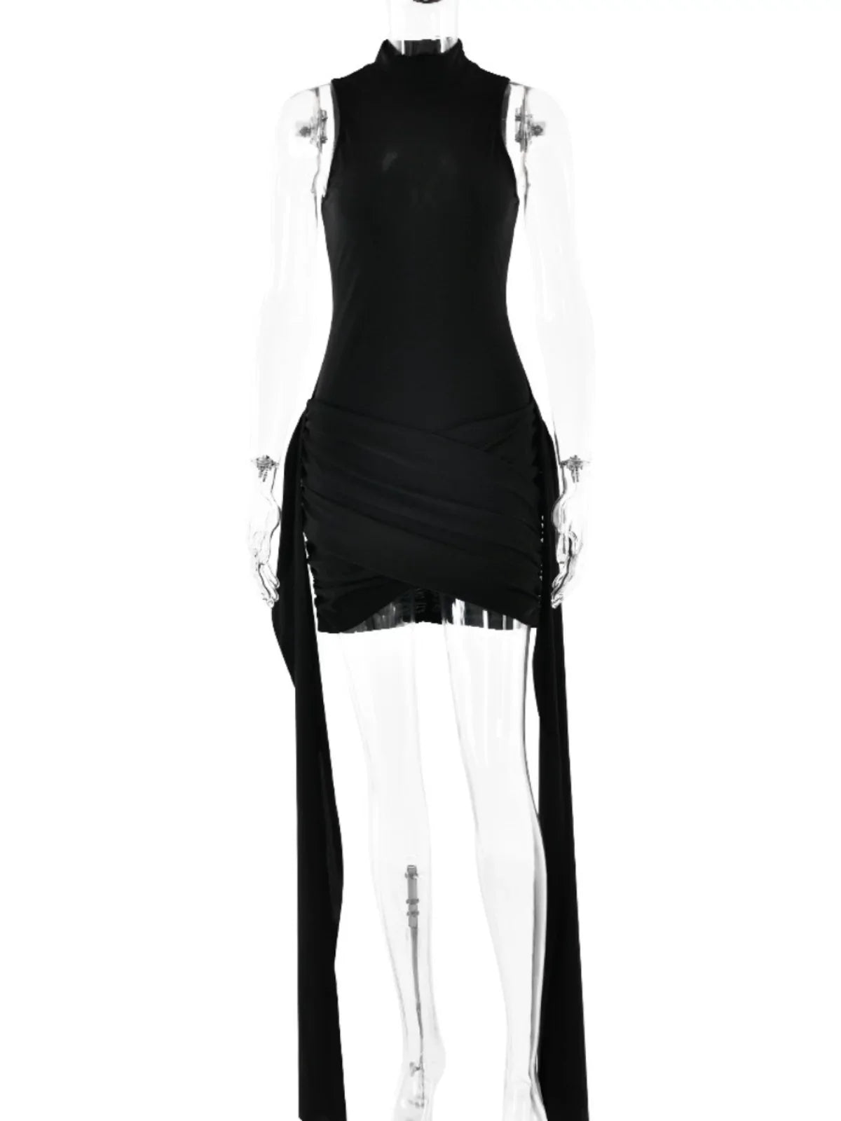 Xmsli | Pleated Ribbon Bodycon mini Dress for Women, Sexy Slim Fit Hip-Hugging Party Wear