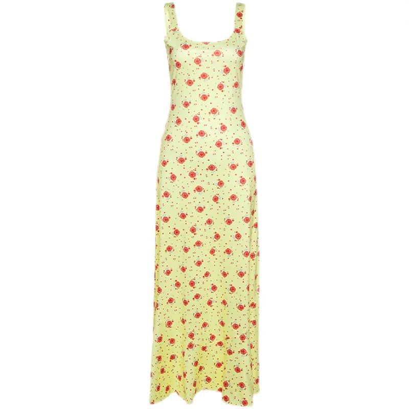 Xmsli | One-Shoulder Printed Backless maxi Dress for Women, Slim Fit Trendy Party Wear