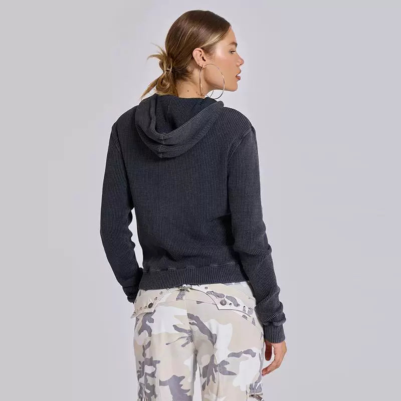 Xmsli | Unisex Hooded Waffle Cardigan - Spring & Summer New Top Jacket for Men and Women