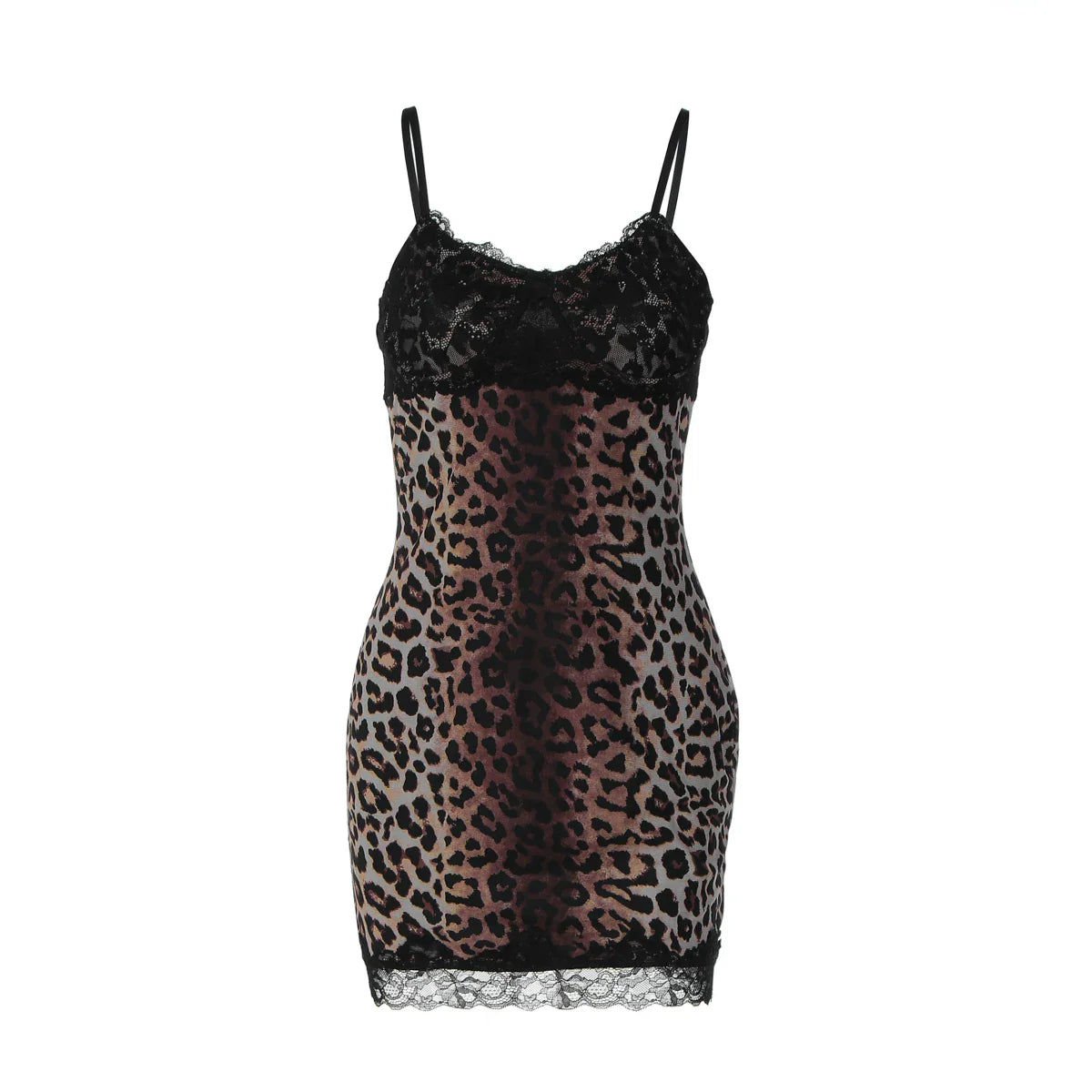 Xmsli | Leopard Print Lace Stitching Suspender mini Dress for Hot Girls, Sexy Hip-Hugging Short Skirt, Summer Fashion