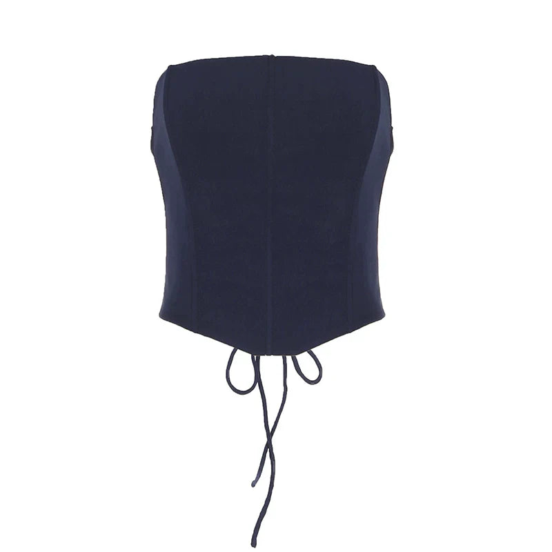 Xmsli | California Hottie Backless Lace-Up Fishbone Waist Tube Top Corset for Women - High-End Summer Fashion