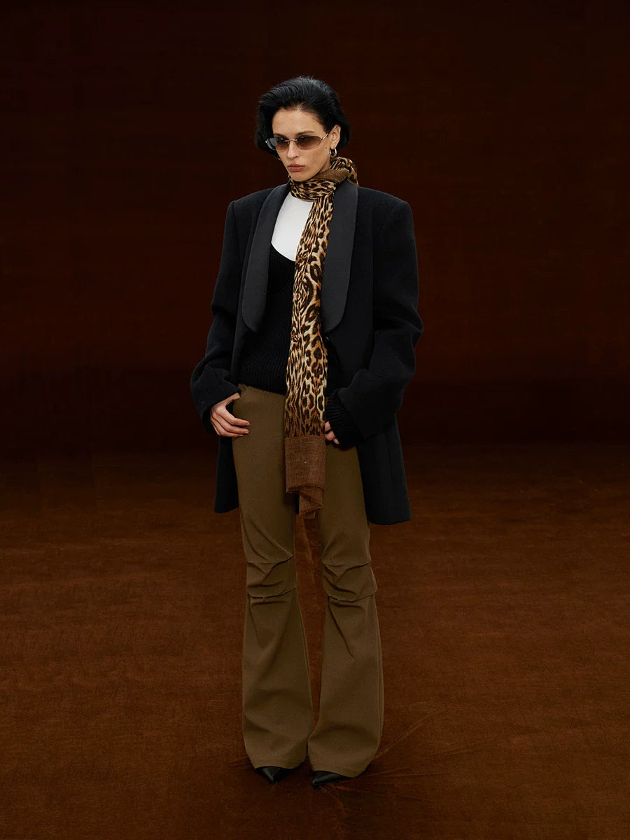 Xmsli | Slim Fit Pleated Bootcut Trousers for Women, Knee-Length Stylish Casual Pants