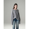 Xmsli | Simple and Versatile V-Neck Long-Sleeved Sweater for Women - Loose Fit Slimming Sweater Top