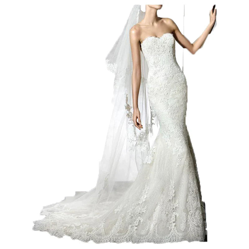 Xmsli | Tube Top Fishtail Wedding Dress, Slimming Tail French Fashion Bridal Gown for Weddings, Douyin Style