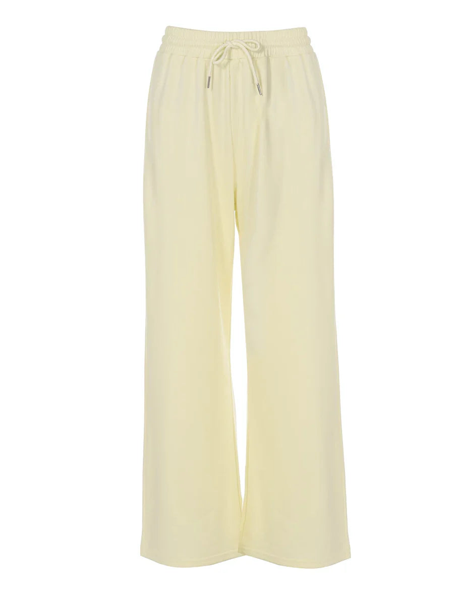 Xmsli | Women’s High Waist Elastic Drawstring Straight Leg Casual Pants for Daily Wear