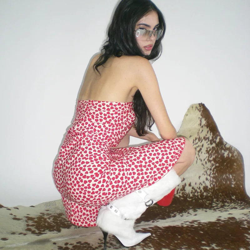 Xmsli | Floral Off-Shoulder Bow-Tie Midi Dress for Women, Slim Fit Elegant Holiday Wear