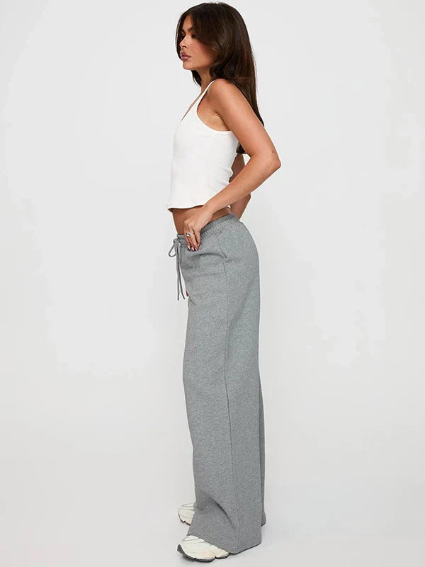 Xmsli | Women’s High Waist Elastic Drawstring Straight Leg Casual Pants for Daily Wear