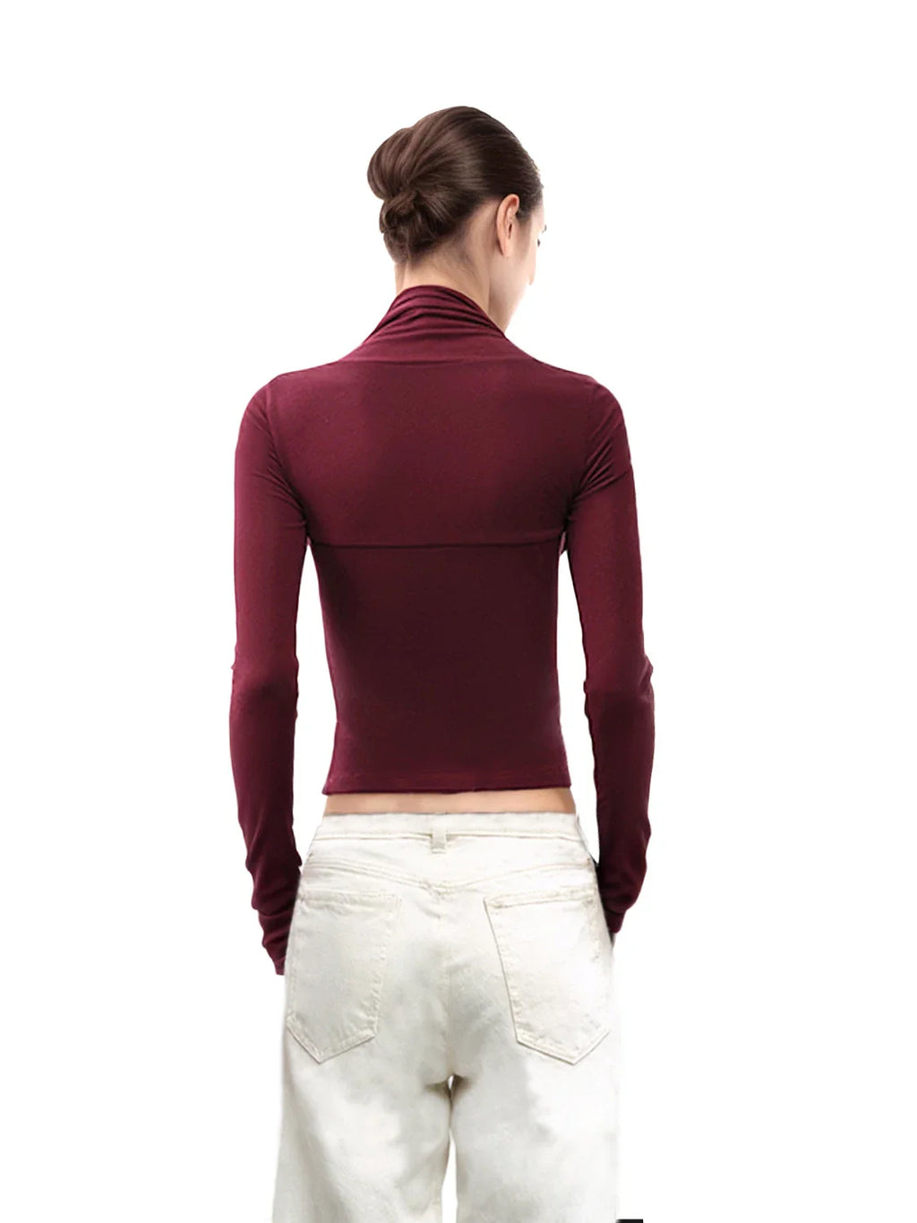 Xmsli | Tencel Wool Fake Two-Piece Black Sweater for Women - Slim Fit, Early Autumn Long-Sleeved Layered Top