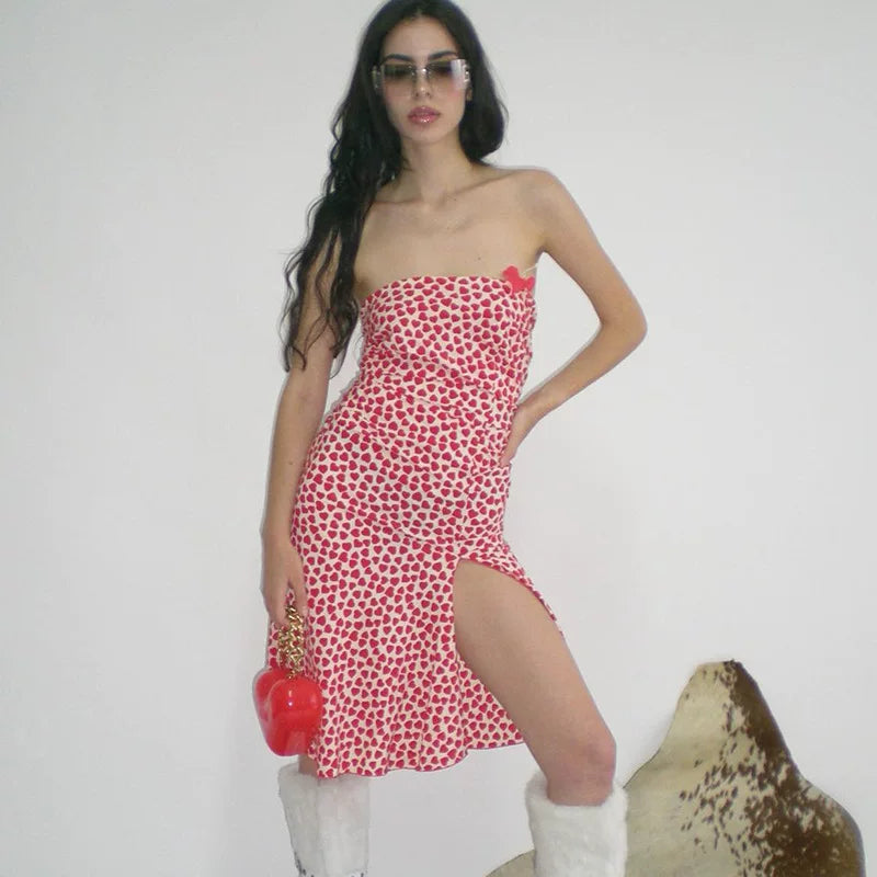 Xmsli | Floral Off-Shoulder Bow-Tie Midi Dress for Women, Slim Fit Elegant Holiday Wear