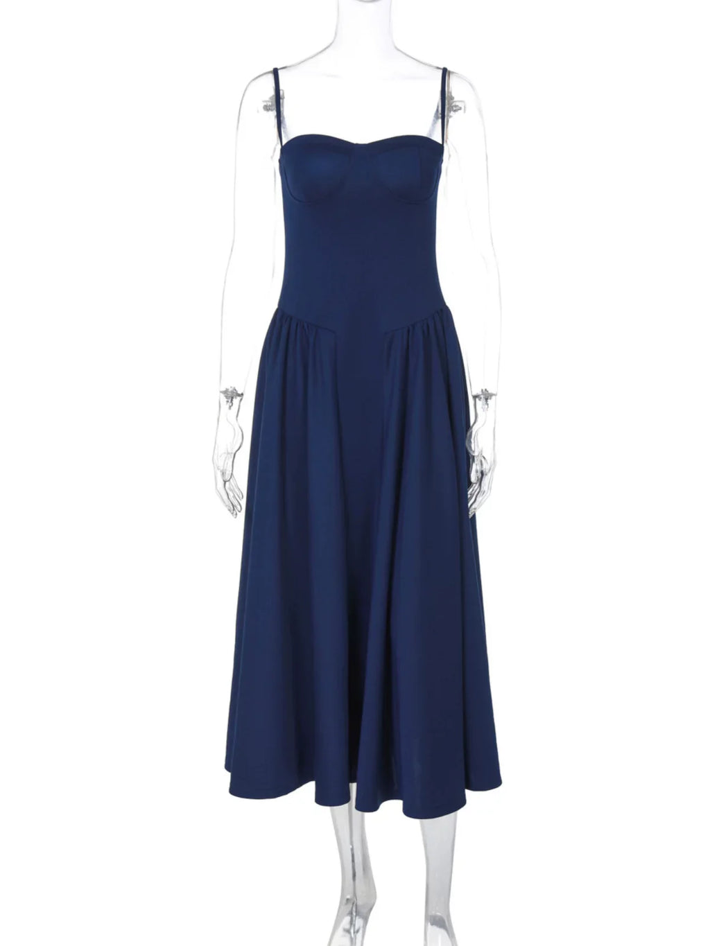 Xmsli | French Style Backless Zip-Up Tube Top Dress for Women, Slim Fit Waist-Hugging Maxi Wear