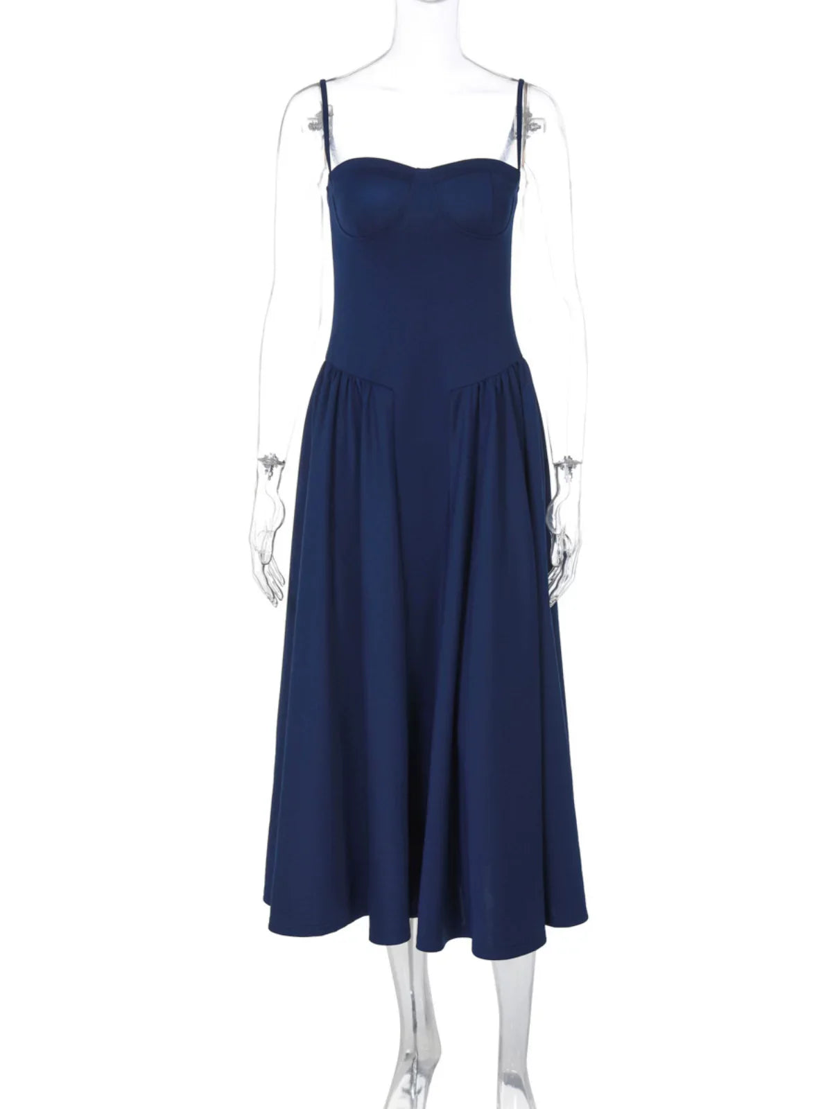 Xmsli | French Style Backless Zip-Up Tube Top Dress for Women, Slim Fit Waist-Hugging Maxi Wear