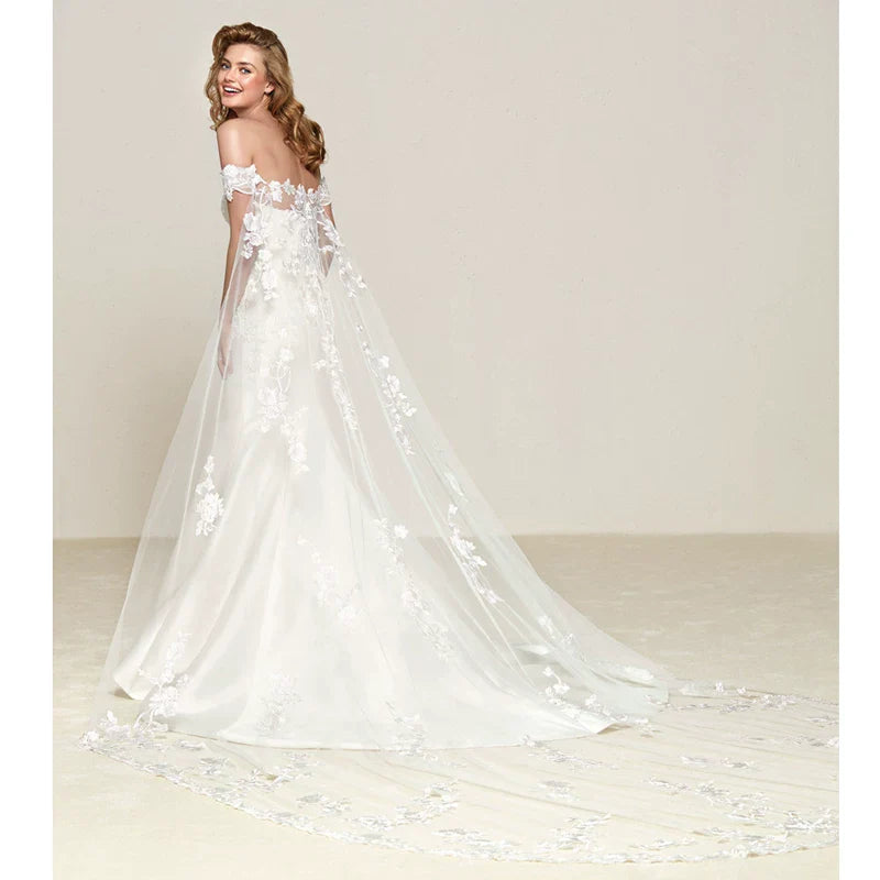 Xmsli | French One-Shoulder Satin Fishtail Wedding Dress with Detachable Train, Slim Fit Bridal Gown for Special Occasions