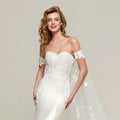 Xmsli | French One-Shoulder Satin Fishtail Wedding Dress with Detachable Train, Slim Fit Bridal Gown for Special Occasions