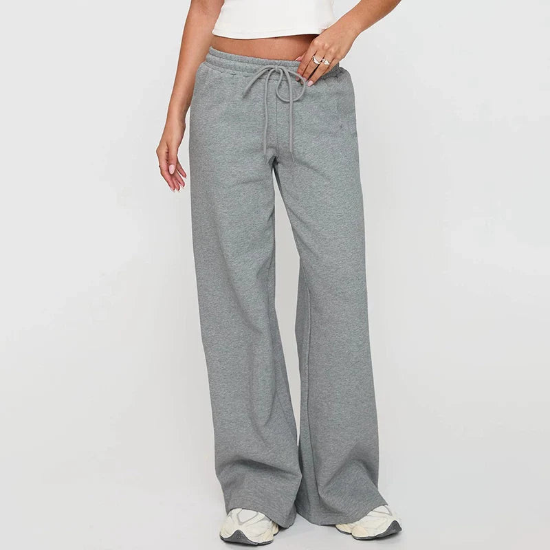 Xmsli | Women’s High Waist Elastic Drawstring Straight Leg Casual Pants for Daily Wear